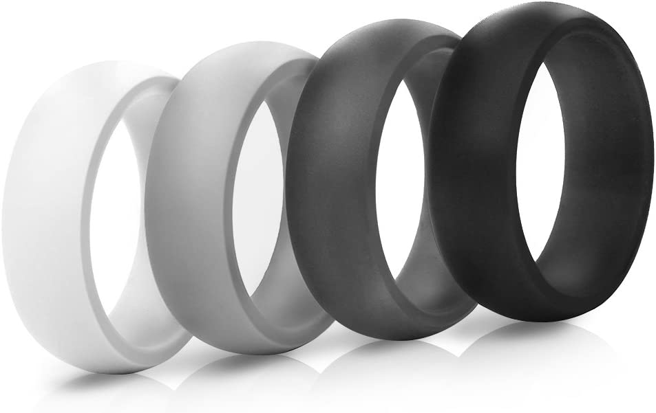 Saco Band Silicone Ring Wedding Band for Men and Women - 4 Pack